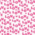 Vector seamless pattern with pink text Love Royalty Free Stock Photo