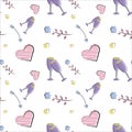 Vector seamless pattern of plane elements. Romance, love, wedding Royalty Free Stock Photo