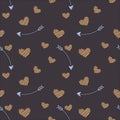Vector seamless pattern of plane elements. Romance, love, wedding Royalty Free Stock Photo