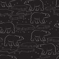 Vector seamless pattern with polar bear and ice. Royalty Free Stock Photo