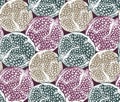 Vector seamless pattern with pomegranate fruit slices. Royalty Free Stock Photo
