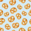 Seamless background with pretzels. Vector illustration.