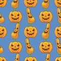 Vector seamless pattern with pumpkins