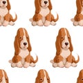 Vector seamless pattern with puppy. Hand drawn illustration with