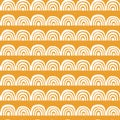 Vector seamless pattern. Rainbow arc shape. Graphic repetitive ornament. Abstract surface pattern design. Template for