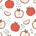Vector seamless pattern with a red apple. Abstract repeating background. Royalty Free Stock Photo