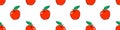 Vector seamless pattern with red apples. Bright fruit background and texture, isolated Royalty Free Stock Photo