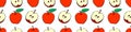 Vector seamless pattern with red apples. Bright fruit background and texture, isolated. For children, school design, harvest, Royalty Free Stock Photo