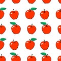 Vector seamless pattern with red apples. Bright fruit background and texture, isolated Royalty Free Stock Photo