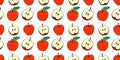 Vector seamless pattern with red apples. Bright fruit background and texture, isolated. For children, school design, harvest, Royalty Free Stock Photo