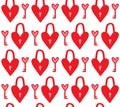 Vector seamless pattern of red color lock and key Royalty Free Stock Photo