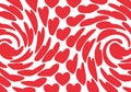 Vector Seamless Pattern with Red Dynamic Hearts. Abstract Psychedelic Texture. Creative Love Background for