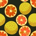 Vector seamless pattern with red grapefruits