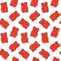 Vector seamless pattern of red gummy bear