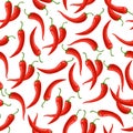 Vector seamless pattern with red peppers. Menu decoration. Isolated background Royalty Free Stock Photo