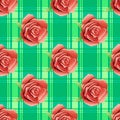 Vector seamless pattern with red roses.