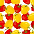 Vector seamless pattern with red, yellow and green paprika.