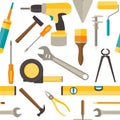 Vector seamless pattern with repairs tools Royalty Free Stock Photo