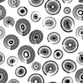 Vector seamless pattern. Repeatable texture with hand drawn round shape brush strokes various size. Artistic monochrome Royalty Free Stock Photo