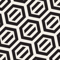Vector Seamless Pattern. Repeating Lattice Abstract Background. Linear Grid From Striped Hexagonal Elements. Royalty Free Stock Photo