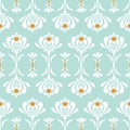 Vector seamless pattern with retro style flowers. Floral lace background Royalty Free Stock Photo