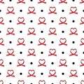 Vector seamless pattern of ribbons in the shape of heart. Symbol of fighting cancer. St. Valentine s Day, love