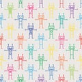 Vector seamless pattern of robots