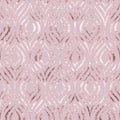 Vector seamless pattern. Rose gold feather peacock. Roses golden foil. Pink background geometric line pastel color. Delicate marbl
