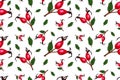 Vector seamless pattern with rose hip on white background. Berry pattern consisting of beautiful seamless repeat rose hip. Natural Royalty Free Stock Photo