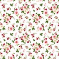 Vector seamless pattern with roses and freesia flowers.