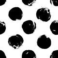 Vector seamless pattern with round strokes. Repeatable pattern with circles. Monochrome artistic backdrop. Royalty Free Stock Photo
