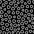 Vector seamless pattern, rounded triangle outline shapes on black