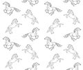 Vector seamless pattern of running horse
