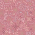 Vector seamless pattern in Scandinavian style. Flat style. Flowers and doodles.