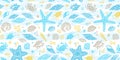 Vector seamless pattern with sea elements. Royalty Free Stock Photo