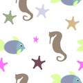 Vector seamless pattern. Sea horse background. Vector illustrated for textile and more. Royalty Free Stock Photo