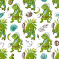 Vector seamless pattern of sea monsters. Boy bed linen texture