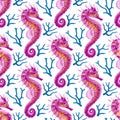 Vector Seamless Pattern with Seahorse