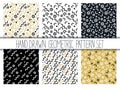 Vector seamless pattern set. Abstract geometric backgrounds with shapes and lines. 80s-90s memphis style design Royalty Free Stock Photo