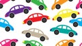 Vector seamless pattern with set of colorful cars