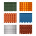 Vector seamless pattern set of roof tiles. Pictures isolate on white Royalty Free Stock Photo