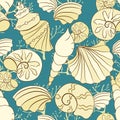 Vector seamless pattern with shells