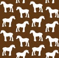 Vector seamless pattern of shire horse silhouette