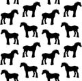 Vector seamless pattern of shire horse silhouette Royalty Free Stock Photo