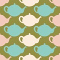 Vector seamless pattern with silhouettes of teapots arranged chequerwise.