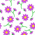 Vector seamless pattern with simple cute  flowers Royalty Free Stock Photo