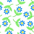 Vector seamless pattern with simple cute  flowers Royalty Free Stock Photo