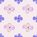 Vector seamless pattern with simple gentle abstract flowers on light background. Summer or spring floral design for Royalty Free Stock Photo