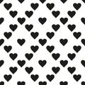 Vector seamless pattern. Simple repeating texture with chaotic hearts. Stylish hipster texture.
