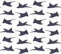 Vector seamless pattern of skate fish devil fish Royalty Free Stock Photo